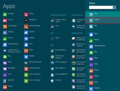 Windows 8 Search Settings